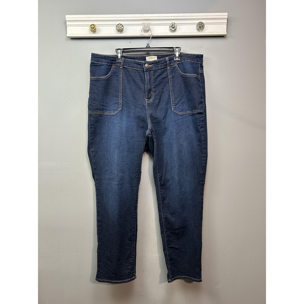 LOGO‎ by Lori Goldstein Jeans Womens 20W Tall Plus Blue Boyfriend Stretch Denim